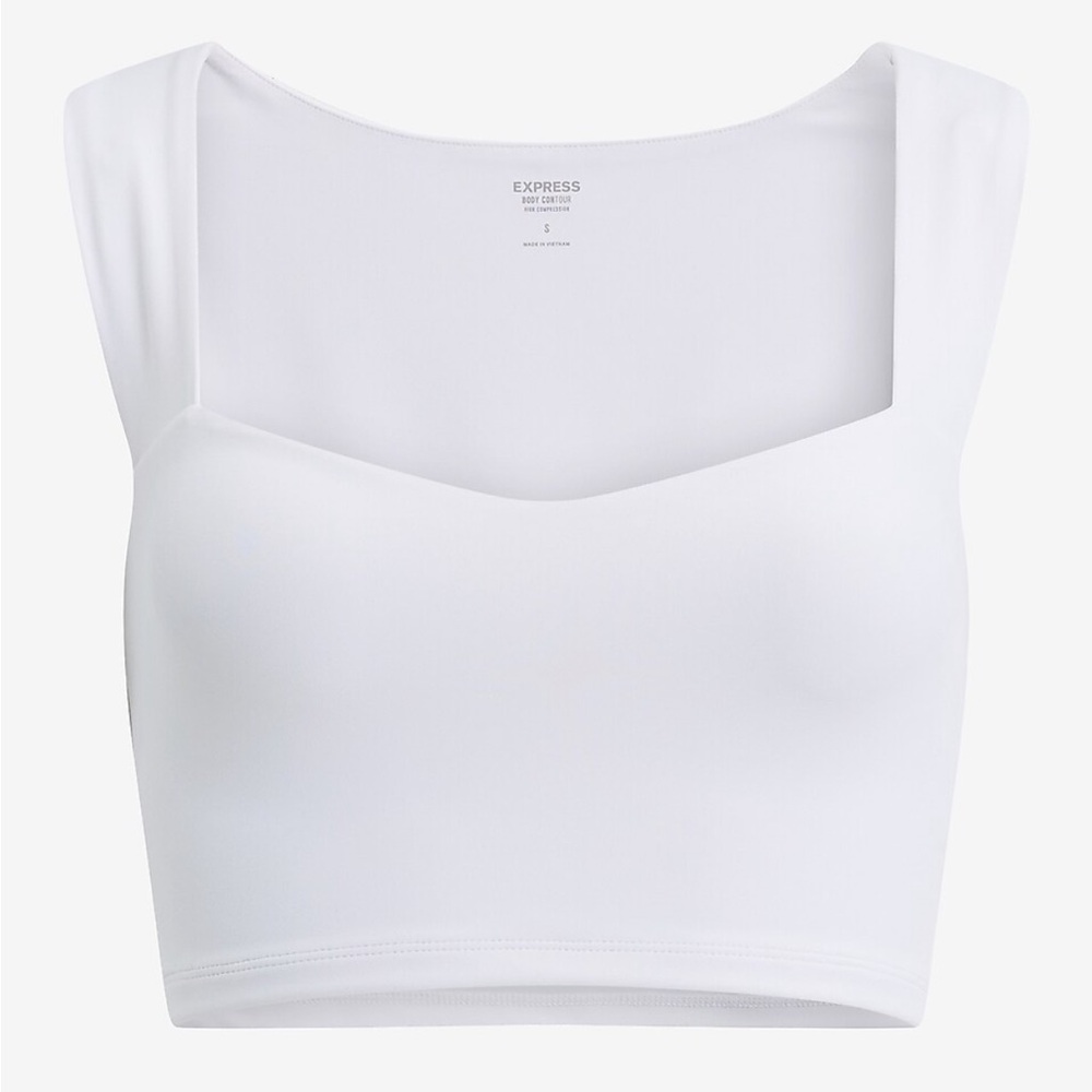 Express Body Contour High Compression Sweetheart Cropped Tank White Size Small - Picture 16 of 17